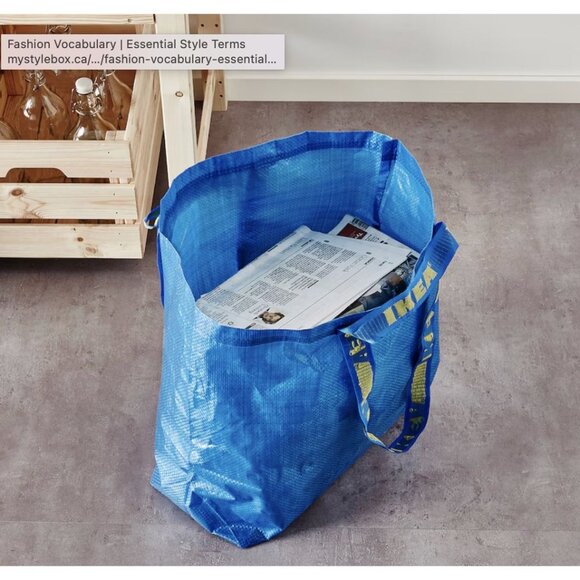 Reusable Shopping Bag Medium Blue Ikea Tote Double Handles mq - Picture 5 of 6